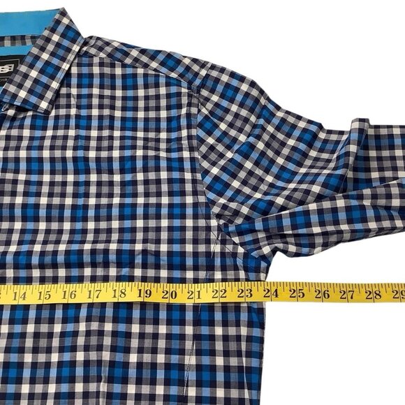 Bachrach Mens Size XL Long Sleeve Button Up Check Blue Shirt 100% Cotton - Picture 7 of 9